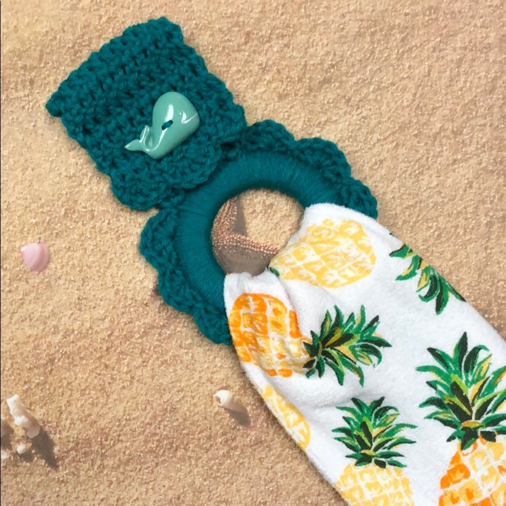 Whale 🐳 button kitchen towel hanger & towel